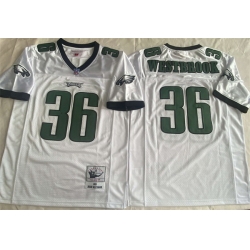 Men Philadelphia Eagles 36 Brian Westbrook White Throwback Stitched Football Jersey