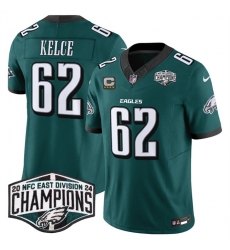 Men Philadelphia Eagles 62 Jason Kelce Green 2024 New NFC East Champions With 4 Star C Patch F U S E Vapor Untouchable Limited Stitched Football Jersey Men Philadelphia Eagles 62 Jason Kelce Green 2024 New NFC East Champions With 4 Star C Patch F U S E Vapor Untouchable Limited Stitched Football Jersey