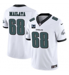 Men Philadelphia Eagles 68 Jordan Mailata White 2025 F U S E  With 2 Star C Patch Vapor Untouchable Limited Stitched Football Jersey