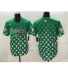Men Philadelphia Eagles Blank Green With Patch Limited Stitched Baseball Jersey