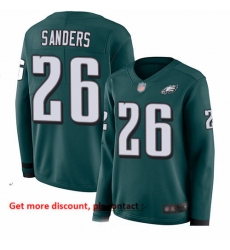 Eagles 26 Miles Sanders Midnight Green Team Color Women Stitched Football Limited Therma Long Sleeve Jersey Eagles 26 Miles Sanders Midnight Green Team Color Women Stitched Football Limited Therma Long Sleeve Jersey