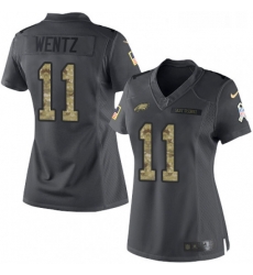 Womens Nike Philadelphia Eagles 11 Carson Wentz Limited Black 2016 Salute to Service NFL Jersey Womens Nike Philadelphia Eagles 11 Carson Wentz Limited Black 2016 Salute to Service NFL Jersey