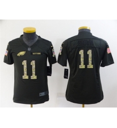 Youth Philadelphia Eagles 11 A J Brown Black Salute To Service Stitched Football Jersey Youth Philadelphia Eagles 11 A J Brown Black Salute To Service Stitched Football Jersey