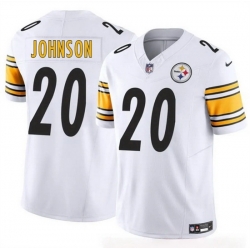 Men Pittsburgh Steelers 20 Kaleb Johnson White 2025 Draft F U S E  Vapor Limited Stitched Football Jersey