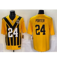 Men Pittsburgh Steelers 24 Joey Porter Jr  Gold 1933 Throwback Alternate Stitched Football Jersey