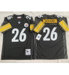 Men Pittsburgh Steelers 26 Rod Woodson Black Stitched Football Jersey
