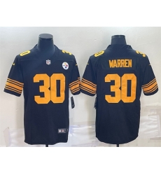 Men Pittsburgh Steelers 30 Jaylen Warren Black Color Rush Stitched Jersey Men Pittsburgh Steelers 30 Jaylen Warren Black Color Rush Stitched Jersey