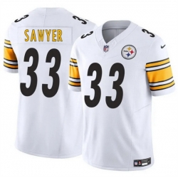 Men Pittsburgh Steelers 33 Jack Sawyer White 2025 Draft F U S E  Vapor Limited Stitched Football Jersey
