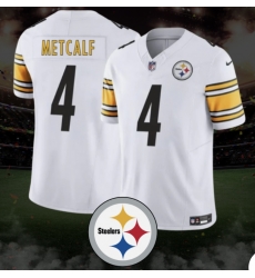 Men Pittsburgh Steelers 4 DK Metcalf 2025 White Vapor Stitched Football Jersey