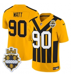 Men Pittsburgh Steelers 90 T J  Watt Gold 1933 F U S E  Throwback Alternate Football Stitched Football Jersey
