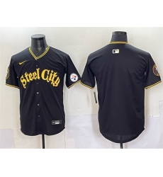 Men Pittsburgh Steelers Blank Black 412 Patch Vapor Premier Limited Stitched Baseball Jersey