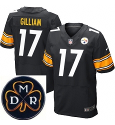 Men's Nike Pittsburgh Steelers #17 Joe Gilliam Black Stitched NFL Elite MDR Dan Rooney Patch Jersey Men's Nike Pittsburgh Steelers #17 Joe Gilliam Black Stitched NFL Elite MDR Dan Rooney Patch Jersey