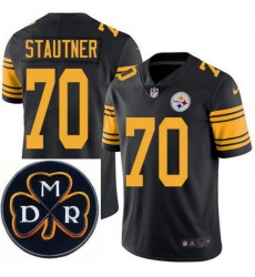 Men's Nike Pittsburgh Steelers #70 Ernie Stautner Elite Black Rush NFL MDR Dan Rooney Patch Jersey Men's Nike Pittsburgh Steelers #70 Ernie Stautner Elite Black Rush NFL MDR Dan Rooney Patch Jersey