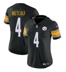 Women Pittsburgh Steelers 4 DK Metcalf 2025 Black Vapor Stitched Football Jersey