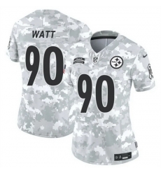 Women Pittsburgh Steelers 90 T J Watt 2024 F U S E Arctic Camo Salute To Service Limited Stitched Football Jersey Women Pittsburgh Steelers 90 T J Watt 2024 F U S E Arctic Camo Salute To Service Limited Stitched Football Jersey
