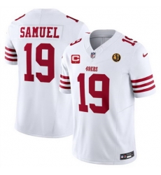 Men San Francisco 49ers 19 Deebo Samuel White 2023 F U S E With 1 Star C Patch And John Madden Patch Vapor Limited Stitched Football Jersey Men San Francisco 49ers 19 Deebo Samuel White 2023 F U S E With 1 Star C Patch And John Madden Patch Vapor Limited Stitched Football Jersey