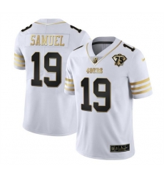 Men San Francisco 49ers 19 Deebo Samuel White Gold With 75th Patch Stitched Jersey Men San Francisco 49ers 19 Deebo Samuel White Gold With 75th Patch Stitched Jersey