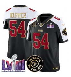 Men San Francisco 49ers 54 Fred Warner Black Alternate 2025 F U S E  Faithful  26 Super Bowl LVIII Patch Vapor Limited Stitched Football Jersey