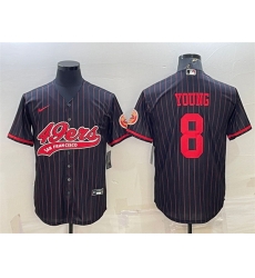 Men San Francisco 49ers 8 Steve Young Black With Patch Cool Base Stitched Baseball Jersey Men San Francisco 49ers 8 Steve Young Black With Patch Cool Base Stitched Baseball Jersey