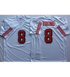 Men San Francisco 49ers 8 Steve Young White Vintage M&N Jersey