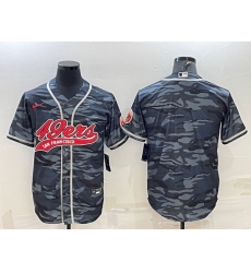 Men San Francisco 49ers Blank Grey Camo With Patch Cool Base Stitched Baseball Jersey Men San Francisco 49ers Blank Grey Camo With Patch Cool Base Stitched Baseball Jersey