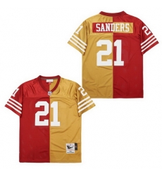 Men San Francisco 49ers Deion Sanders #21 Red Gold Split Stitched Football Jersey Men San Francisco 49ers Deion Sanders #21 Red Gold Split Stitched Football Jersey