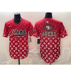 Men San Francisco 49ers Team Big Logo Red Limited Stitched Baseball Jersey 1