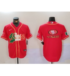 Men San Francisco 49ers Team Big Logo Red With Patch Cool Base Stitched Baseball Jersey 5 Men San Francisco 49ers Team Big Logo Red With Patch Cool Base Stitched Baseball Jersey 5