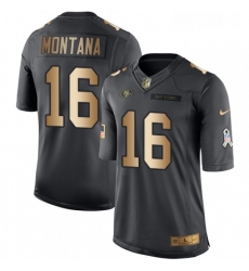 Youth Nike San Francisco 49ers 16 Joe Montana Limited BlackGold Salute to Service NFL Jersey Youth Nike San Francisco 49ers 16 Joe Montana Limited BlackGold Salute to Service NFL Jersey