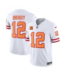 Men Tampa Bay Buccaneers 12 Tom Brady 2023 F U S E White With 4 Star C Patch Throwback Limited Stitched Jersey Men Tampa Bay Buccaneers 12 Tom Brady 2023 F U S E White With 4 Star C Patch Throwback Limited Stitched Jersey
