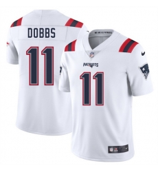Men New England Patriots 11 Joshua Dobbs White 2025 Vapor Limited Stitched Football Jersey Men New England Patriots 11 Joshua Dobbs White 2025 Vapor Limited Stitched Football Jersey