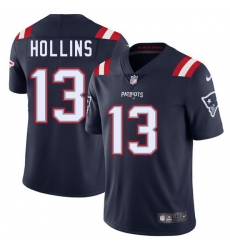 Men New England Patriots 13 Mack Hollins Navy 2025 Vapor Limited Stitched Football Jersey