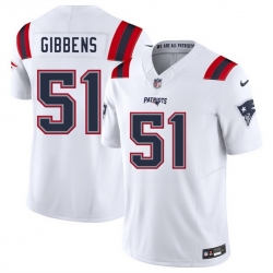 Men New England Patriots 51 Jack Gibbens White 2025 F U S E  Vapor Limited Stitched Football Jersey