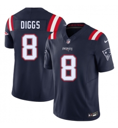Men New England Patriots 8 Stefon Diggs Navy 2025 F U S E  Vapor Limited Stitched Football Jersey