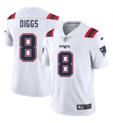 Men New England Patriots 8 Stefon Diggs White 2025 Vapor Limited Stitched Football Jersey