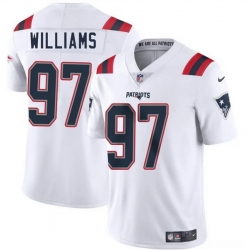 Men New England Patriots 97 Milton Williams White 2025 Vapor Limited Stitched Football Jersey