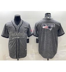 Men New England Patriots Grey Team Big Logo With Patch Cool Base Stitched Baseball Jersey Men New England Patriots Grey Team Big Logo With Patch Cool Base Stitched Baseball Jersey