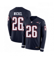 Mens Nike New England Patriots 26 Sony Michel Limited Navy Blue Therma Long Sleeve NFL Jersey Mens Nike New England Patriots 26 Sony Michel Limited Navy Blue Therma Long Sleeve NFL Jersey