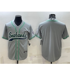 Men Seattle Seahawks Blank Grey With Patch Cool Base Stitched Baseball Jersey