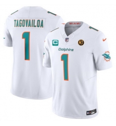Men Miami Dolphins 1 Tua Tagovailoa White 2023 F U S E With 2 Star C Patch And John Madden Patch Vapor Limited Stitched Football Jersey Men Miami Dolphins 1 Tua Tagovailoa White 2023 F U S E With 2 Star C Patch And John Madden Patch Vapor Limited Stitched Football Jersey