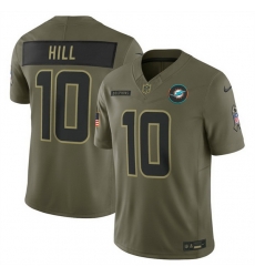Men Miami Dolphins 10 Tyreek Hill Olive 2025 F U S E  Salute to Service Limited Stitched Football Jersey