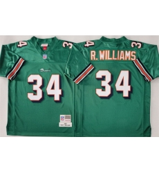 Men Miami Dolphins 34 Ricky Williams Aqua Throwback Stitched Football Jersey