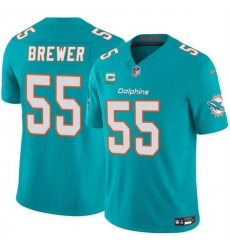Men Miami Dolphins 55 Aaron Brewer Aqua 2025 F U S E  With 1 Star C Patch Vapor Limited Stitched Football Jersey