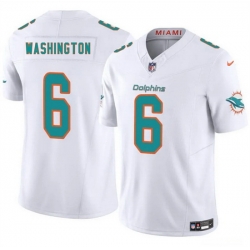 Men Miami Dolphins 6 Malik Washington White 2025 F U S E  Vapor Limited Stitched Football Jersey