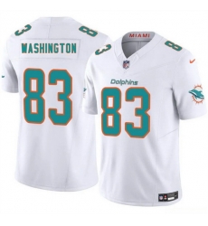 Men Miami Dolphins 83 Tahj Washington White 2025 F U S E  Vapor Limited Stitched Football Jersey