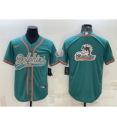 Men Miami Dolphins Aqua Team Big Logo With Patch Cool Base Stitched Baseball Jersey Men Miami Dolphins Aqua Team Big Logo With Patch Cool Base Stitched Baseball Jersey