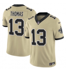 Men New Orleans Saints 13 Michael Thomas Gold 2025 F U S E  Alternate Vapor Limited Stitched Football Jersey