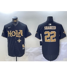 Men New Orleans Saints 22 Rashid Shaheed Black Cool Base Stitched Baseball Jersey 2 Men New Orleans Saints 22 Rashid Shaheed Black Cool Base Stitched Baseball Jersey 2