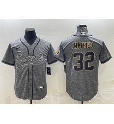 Men New Orleans Saints 32 Tyrann Mathieu Grey With Patch Cool Base Stitched Baseball Jersey Men New Orleans Saints 32 Tyrann Mathieu Grey With Patch Cool Base Stitched Baseball Jersey