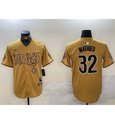 Men New Orleans Saints 32 Tyrann Mathieu yellow Cool Base Stitched Baseball Jersey 1 Men New Orleans Saints 32 Tyrann Mathieu yellow Cool Base Stitched Baseball Jersey 1